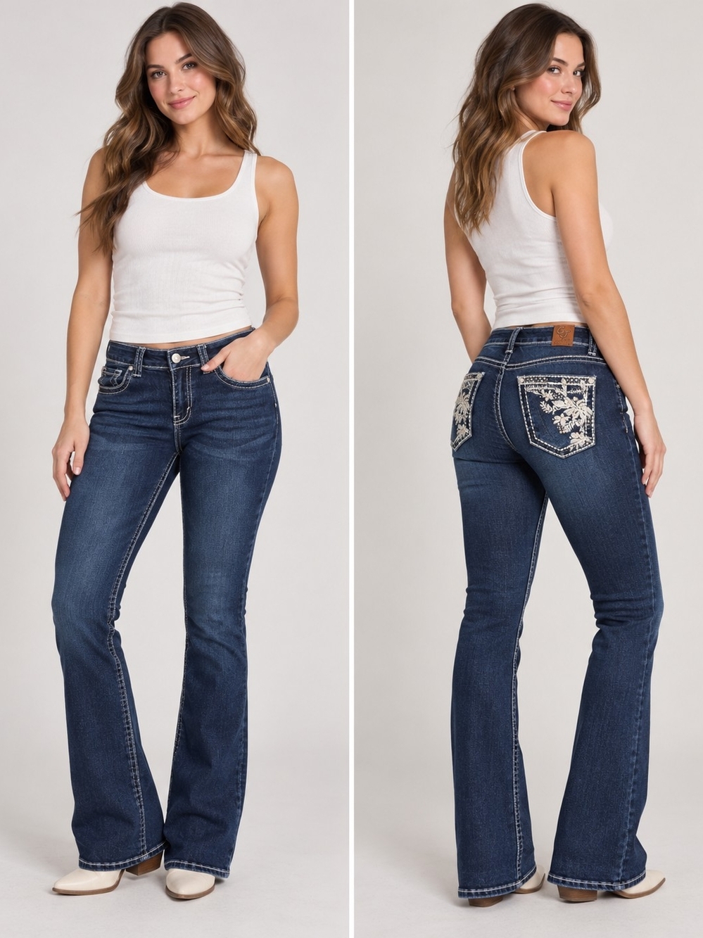 Gogo Jeans Women’s Size 9/29 Dark Wash Bootcut Jeans Rhinestone Embroidered Y2K